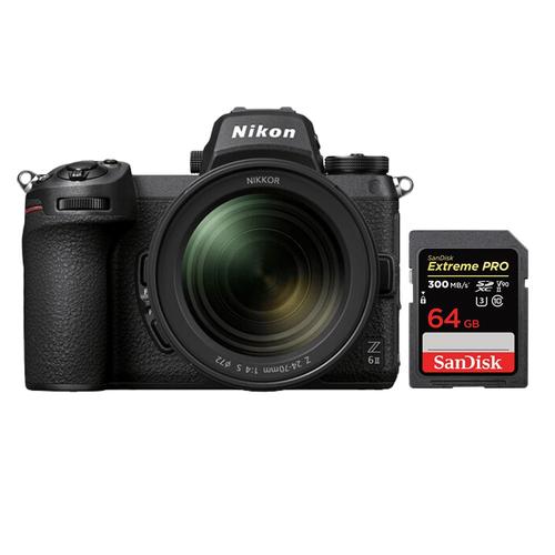 Nikon Z6 II Kit Z 24-70 mm f4 S+SanDisk 64 Go Extreme PRO UHS-II SDXC 300 Mo/s