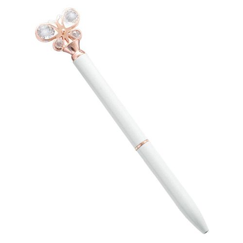 Stylo À Bille Torsadé De Luxe Rechargeable Avec Papillon En Cristal Et Diamant, Stylo À Bille En Métal, Livraison Directe