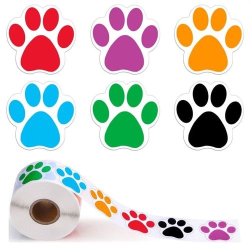 Étiquettes Autocollantes Colorées Imprimées Patte De Chien Chat Ours, 100/500 Pièces, Autocollant De Récompense De 1/1 Pouces, Papeterie Pour Enseignant Et Étudiant