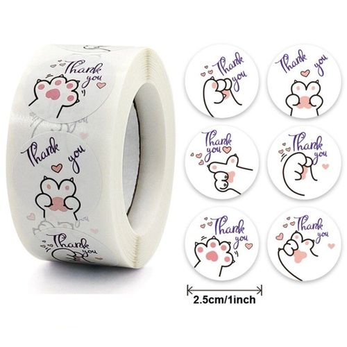 Autocollants De Remerciement Animal De Dessin Animé, 100/500 Pièces, Patte De Chat, 6 Modèles, Étiquettes Autocollantes Pour Récompenses Des Enseignants, 25mm, 1 Pouce
