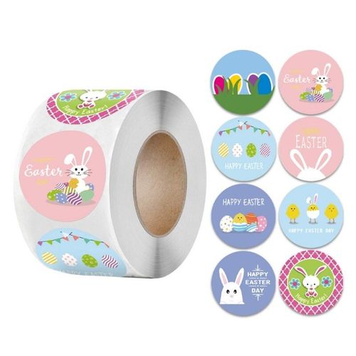 Autocollants Joyeux Pâques Lapin, Étiquette Autocollante, Auto-Adhésive, Pour Fête De Pâques, Sac Cadeau Pour Enfants, Étiquettes Décoratives, Faites À La Main, 100/500 Pièces
