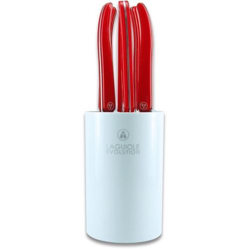 Bloc Couteaux Laguiole Evolution 6 Couteaux Acidule Bee Rouge