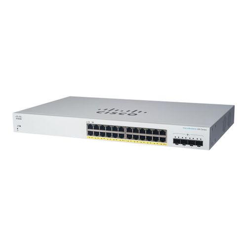 Cisco Business 220 Series CBS220-24P-4G - Commutateur - intelligent - 24 x 10/100/1000 (PoE+) + 4 x Gigabit SFP (liaison montante) - Montable sur rack - PoE+ (195 W)