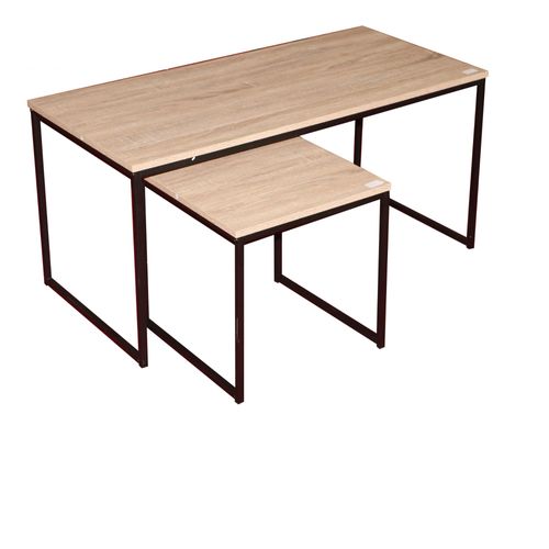 Urban Living Table Basse Et Table D'appoint 2 Pièces - Design Industriel - Bois Mdf - Structure Métallique