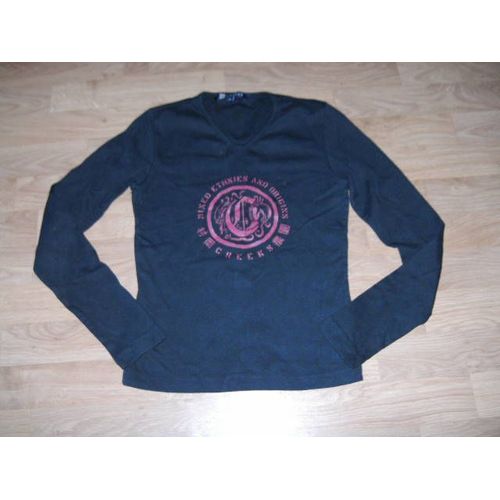 Tee Shirt Creeks Noir Et Rouge Col En V 38 Tbe