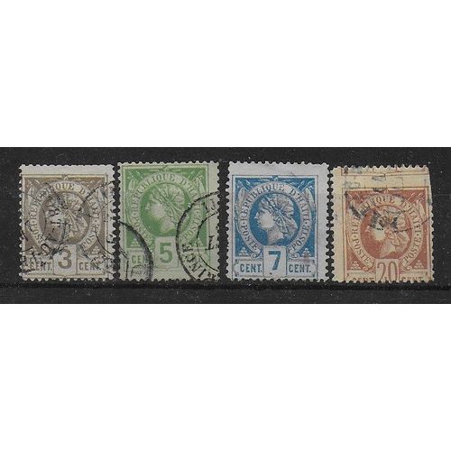 Haiti 1881 : La Liberte - Serie De 4 Timbres Obliteres Cote 75,50 Euros