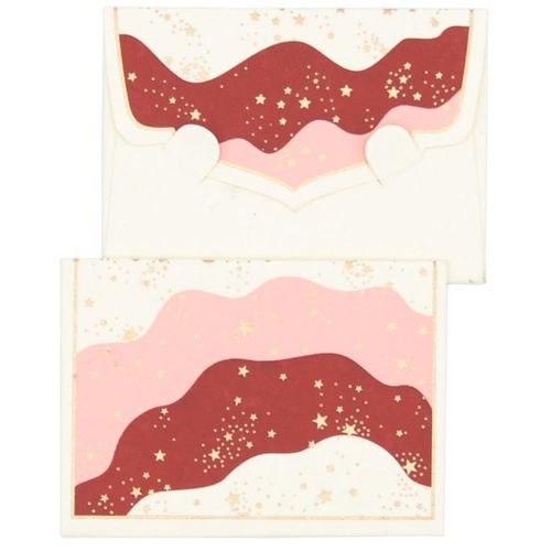 Papertree Stardust Lot De 5 Mini Enveloppesmessage + Carte 8,5x6cm Ivoire/Bordeaux