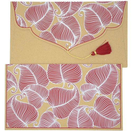 Papertree Nature Lot De 5 Enveloppes Cadeau 19x10cm - Kraft/Bordeaux