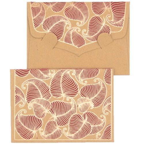 Papertree Nature Lot De 5 Mini Enveloppes Message + Carte 8,5x6cm Kraft/Bordeaux