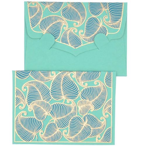 Papertree Nature Lot De 5 Mini Enveloppes Message + Carte 8,5x6cm Océan/Or