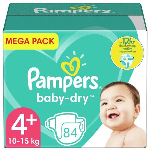 Couches Pampers Baby-Dry Taille 4+ (10-15 Kg) - 84 Couches