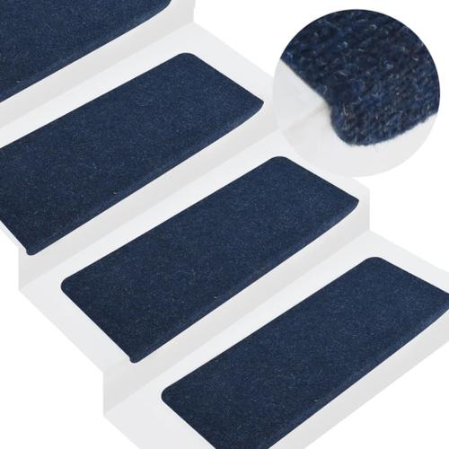 Vidaxl Tapis D'escalier Auto-Adhésifs 15 Pcs 65x28 Cm Bleu