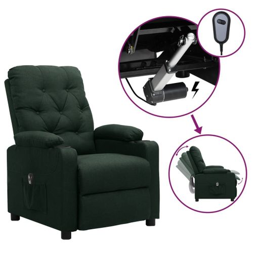 Vidaxl Fauteuil Inclinable Électrique Vert Foncé Tissu