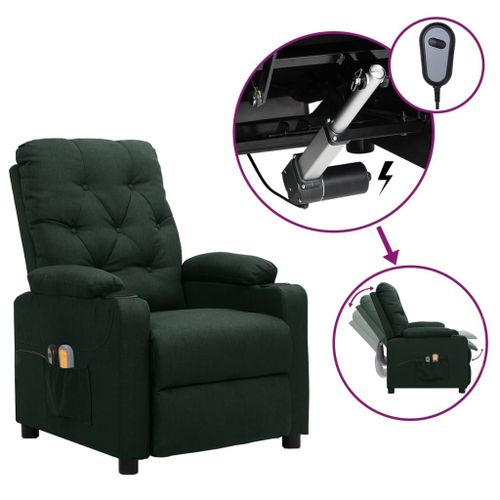 Vidaxl Fauteuil De Massage Inclinable Électrique Vert Foncé Tissu