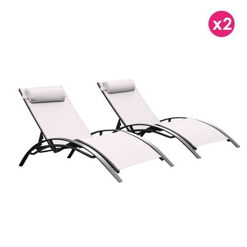 Lot De 2 Chaises Longues Extérieur Monaco Ecru