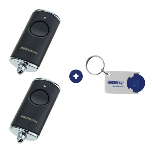 Lot de 2 télécommandes HÖRMANN HSE 1 BS noire + 1 Porte clés DOMOBIP