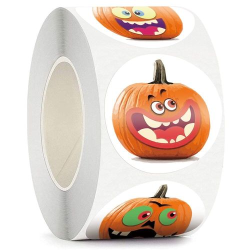 Autocollant mural Halloween rond 1 pouce, étiquette auto-adhésive en papier, sachet de bonbons, décoration murale, 100 ? 500 pièces