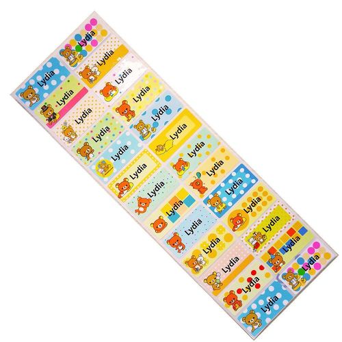 Autocollants Ours De Dessin Animé Mignon, Étiquettes Personnelles Imperméables Pour Garçons Et Filles, Étiquette De Scrapbook Personnalisée Pour Enfants