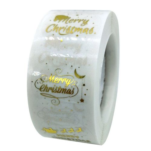 Autocollant De Joyeux Noël Avec Police Dorée, Étiquette De Scellage De Remerciement Pour Emballage Cadeau Enveloppe Scrapbook 1 Pouce, 100 ? 500 Pièces