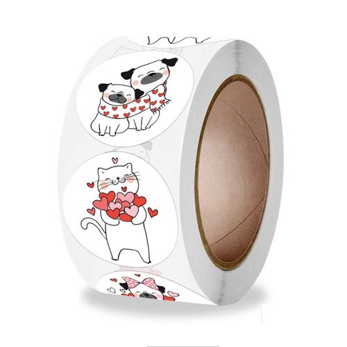 Autocollants Ronds De Remerciement Chat Kawaii, Étiquettes Adhésives D'animaux De Dessin Animé Pour Cartes De V¿Ux, Papeterie De Décoration Cadeau, 100 À 500 Pièces