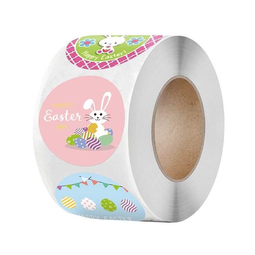Autocollants Joyeux Pâques Lapin, Étiquette Autocollante, Auto-Adhésive, Pour Fête De Pâques, Sac Cadeau Pour Enfants, Étiquettes Décoratives, Faites À La Main, 100 ? 500 Pièces