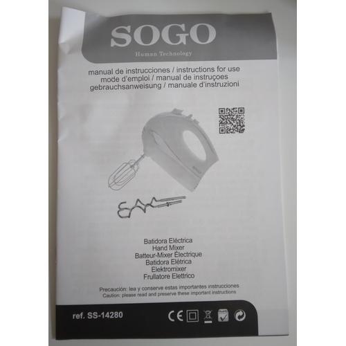 Batteur mixer de main électrique Sogo