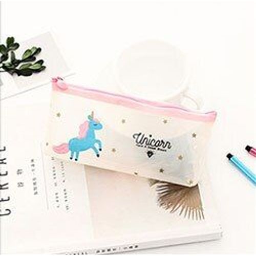 Étui À Crayons Transparent Licorne Mignon, Boîte À Crayons Douce, Papeterie, Pochette Pour Stylo, Cadeau Pour Enfant, Fournitures Scolaires Et De Bureau