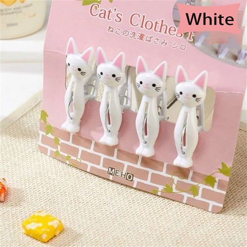 Pinces À Linge Suspendues En Plastique, 4 Pièces, Pinces De Scellage Ménager Pour Linge, Serviettes De Plage, Chat Mignon