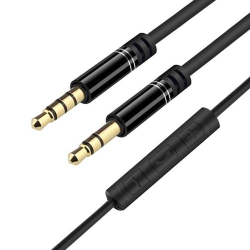 Câble Jack de 3.5mm, cordon de prise Aux stéréo de 1.2m avec microphone et haut-parleur en ligne