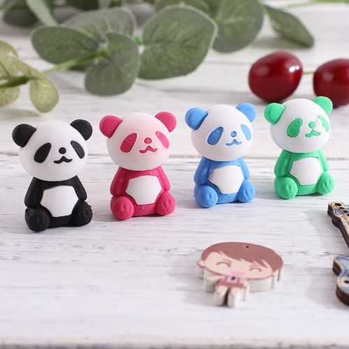 Crayon Dessin Animé Panda Mignon Kawaii 1 Pièce, Fournitures De Papeterie Scolaire Et De Bureau, Gomme En Caoutchouc Pour Enfants