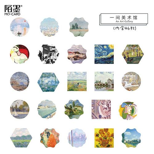 46 Pièces/Boîte Musée D'art Décoratif Collection D'autocollants Pour Scrapbooking, Calendriers, Arts, Enfants Bricolage Artisanat, Album, Journal, Revues