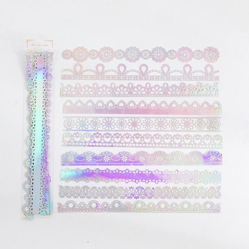 Papier Cercle Magique En Dentelle Ajourée Dorée, Papeterie Décorative Pour Journal Intime, Étiquette D'album Pour Scrapbooking, 10 Pièces