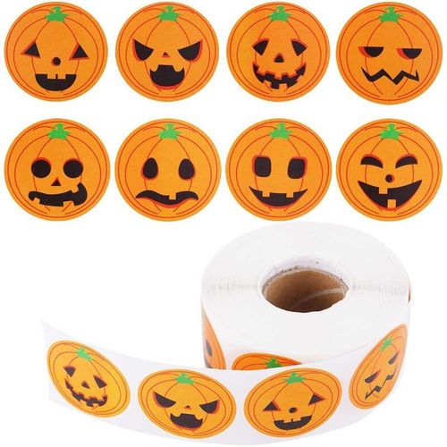 Étiquettes Autocollantes Rondes D'halloween, 500 Pièces, Autocollant De Sceau De Citrouille Sourire Mignon, Étiquettes Décoratives Pour Bricolage, Fournitures De Fête D'halloween