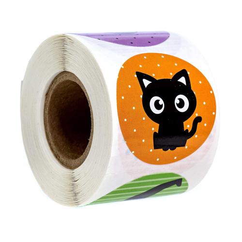 Autocollants Ronds D'halloween, Étiquette Auto-Adhésive, Papier Pour Sacs De Bonbons, Scellage D'emballage, Emballage Cadeau, Artisanat De Scellage, 50-500 Pièces