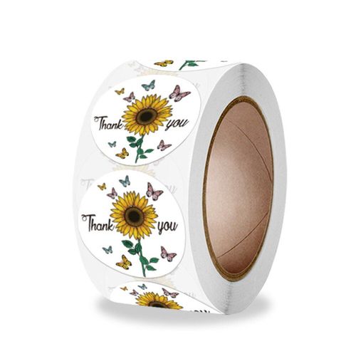 Autocollant Fleurs De Tournesol, Étiquette De Remerciement, 1 Pouce, 50 À 500 Pièces, Pour Emballage De Carte-Cadeau, Emballage De Fête De Mariage, Petite Entreprise
