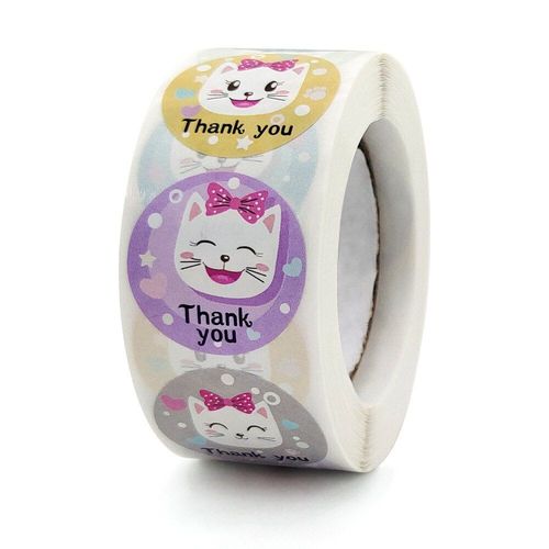 Autocollants Chat De Dessin Animé Merci, Étiquette De Récompense Pour Enseignant, Mignon Kawaii, Joli Autocollant De Papeterie Esthétique Pour Enfants, 50 ? 500 Pièces