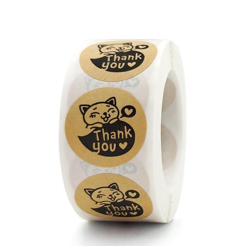 Autocollants Ronds De Remerciement Chat Kawaii, Étiquettes Adhésives En Forme D'animaux De Dessin Animé, Pour Cartes De V¿Ux, Papeterie De Décoration Cadeau, 50 À 500 Pièces