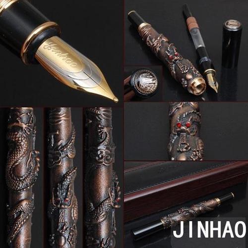 Stylo À Plume Dragon Bronze Foncé De Luxe, Cadeaux Pour Les Seniors, Style Oriental, Nouveau Bureau, École D'affaires, Écriture