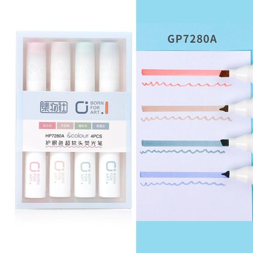 Ensemble De 4 Surligneurs À Pointe Super Douce, Papeterie Coréenne Kawaii, Couleur Claire, Dessin Artistique, Doodling, Stylo Marqueur Fluorescent, Fournitures