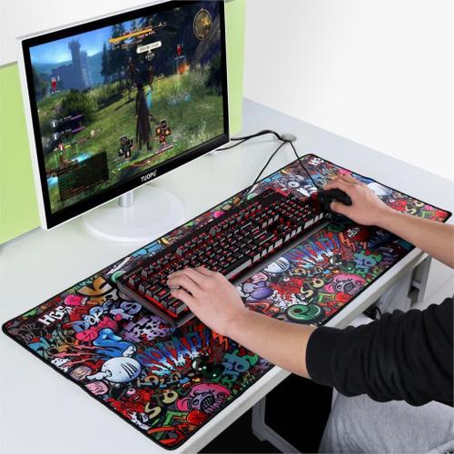 Tapis de souris de jeu pour ordinateur de bureau, grand tapis de clavier, Surface en caoutchouc, accessoire