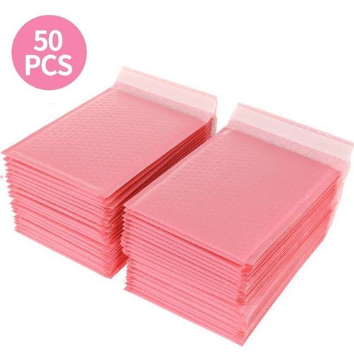Enveloppes Rembourrées À Bulles, 50 Pièces, Film Perle, Cadeau, Sac Pour Livre, Magazine, Courrier Doublé, Rose, Auto-Scellant