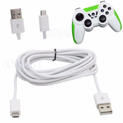 Câble D'alimentation Micro Usb Long De 3 Mètres Pour Contrôleurs De Ps4, 1 Pièce, Noir/Blanc