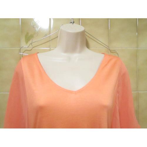 T-Shirt Blouse Orange, Ample, Fluide, Chauve-Souries Fermées, H&m, T. 38