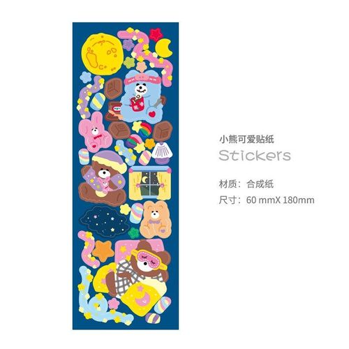 Autocollants Ours Ins Coréens, Étiquette Mignonne, Couleur Bonbon Coréenne, Matériel Pour Compte À La Main, Décoration Gooka, Pour Carnet De Notes