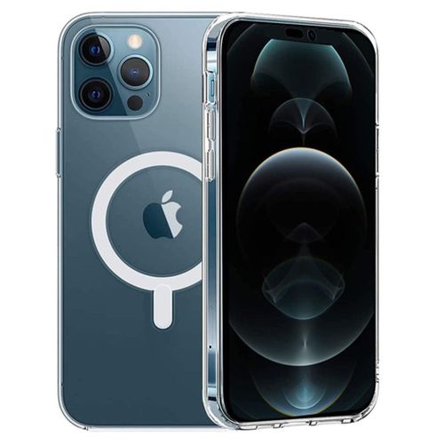 Coque Pour Iphone 14 Pro - Silicone Transparent Avec Cercle Magnetique Integre [Phonillico]