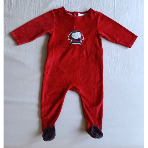Grenouillere Rouge A Elephant. Manches Longues. Noukie's. Taille 6 Mois. 68 Cm