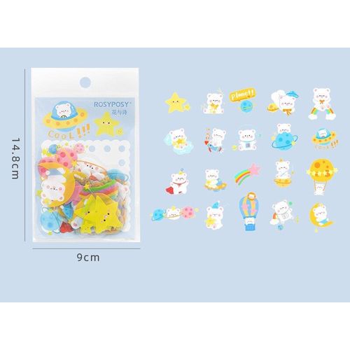 Autocollants Dessin Animé Kawaii, Étiquette Douce Et Mignonne, Séries Cub, Collage Pet Transparent, Pour Journal À Déchirer, Ours, Décoration, 40 Pièces/Sac