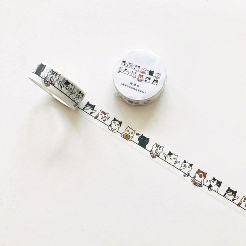 Bande De Masquage De Chat Créatif, 1 Rouleau, Kawaii, Chat, Marche, Assis, Parler, Washi, Décor Pour Étudiant, Bricolage, Scrapbook, Journal Intime
