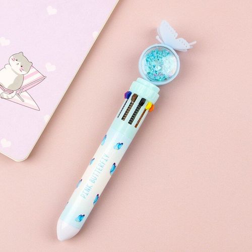 Stylos À Bille Créatifs 10 Couleurs/Pièce, Stylos À Bille Colorés Papillon Mignons Coréens Pour Scrapbook Journal Intime Papeterie D'étudiant