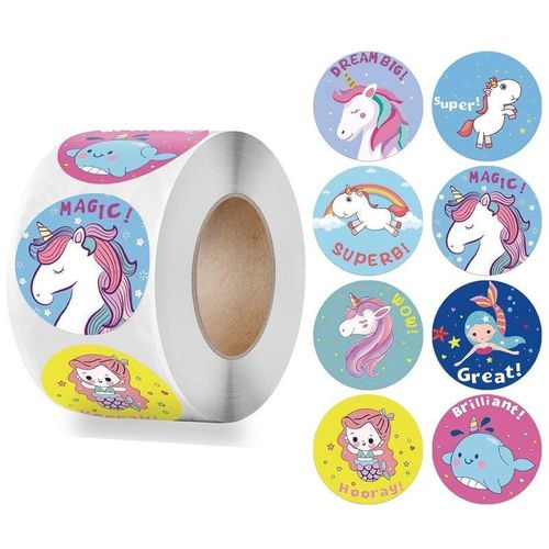Autocollants Licorne De Dessin Animé, Étiquette De Récompense, 8 Modèles, Jouet, Encourage La Motivation, Chat, 500 Pièces